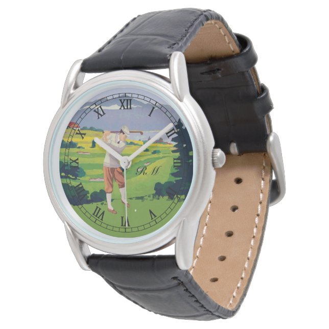 Monogrammen  golfkunst horloge (Gekanteld)