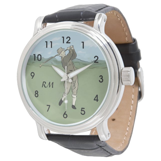 Monogrammen  golfkunst horloge (Gekanteld)