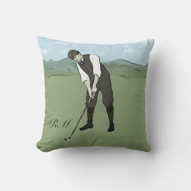Monogrammen  golfkunst kussen (Voorkant)