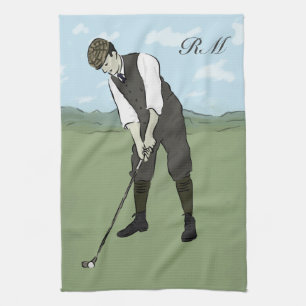 Monogrammen  golfkunst theedoek