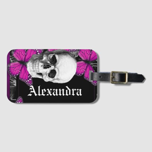 Monogrammen  Gothische schedel Bagagelabel (Voorkant (horizontaal))