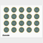 Monogrammen goud en Blauwgroen stickers (Vel)