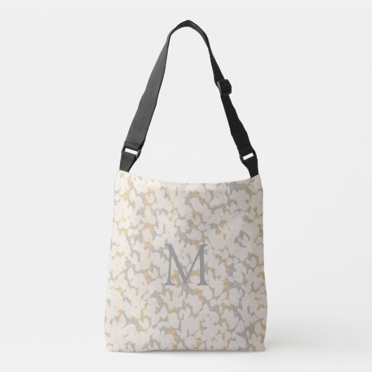 Monogrammen - Goud en grijs goudblad - Abstract on Crossbody Tas (Voorkant)