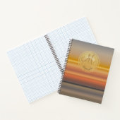 Monogrammen goud en grijze zonneschijn lineaire gr notitieboek (Binnen)