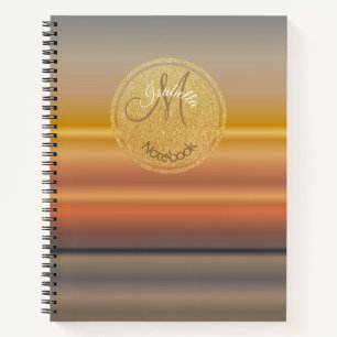 Monogrammen goud en grijze zonneschijn lineaire gr notitieboek