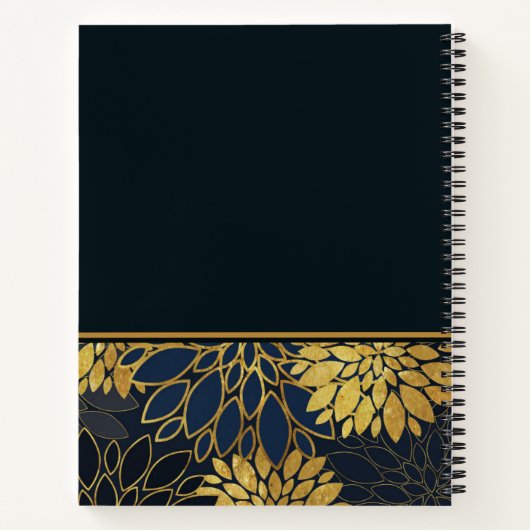 Monogrammen goud en indigoWaterverf Notitieboek (Achterkant)