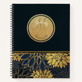 Monogrammen goud en indigoWaterverf Notitieboek (Voorkant)
