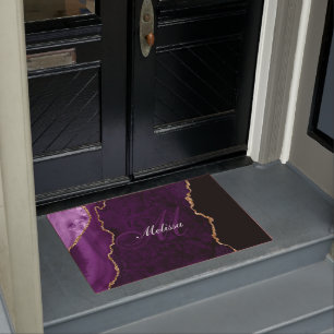 monogrammen goud en paarse agate deurmat