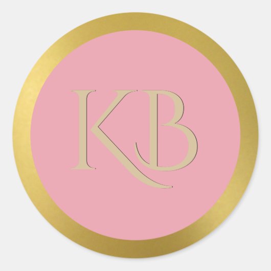 Monogrammen goud en roze Stickers (Voorkant)