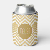 Monogrammen goud en witte zigzag Chevron Blikjeskoeler (Blikje Voorkant)