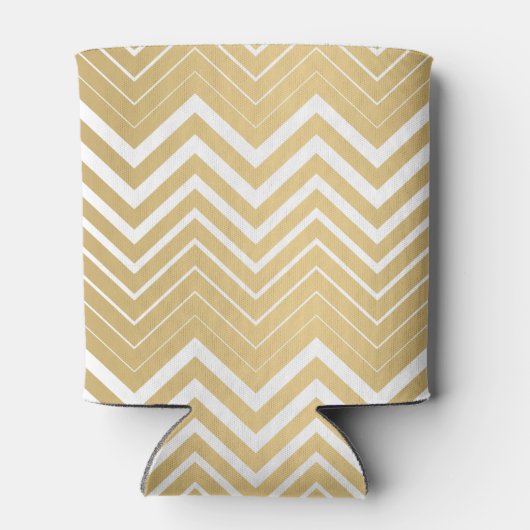 Monogrammen goud en witte zigzag Chevron Blikjeskoeler (Achterkant)
