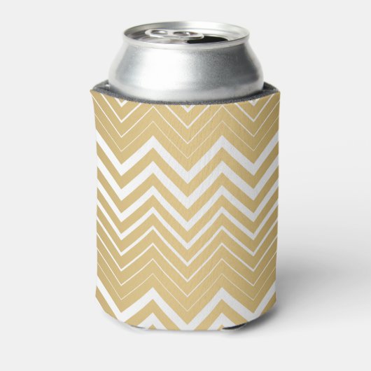 Monogrammen goud en witte zigzag Chevron Blikjeskoeler (Blikje Achterkant)
