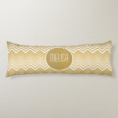 Monogrammen goud en witte zigzag Chevron Lichaamskussen (Voorkant)