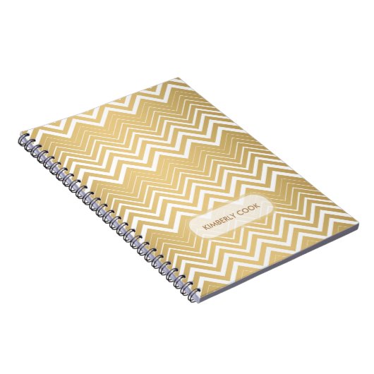 Monogrammen goud en witte zigzag Chevron Notitieboek (Rechterzijde)