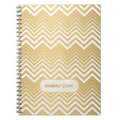 Monogrammen goud en witte zigzag Chevron Notitieboek (Voorkant)