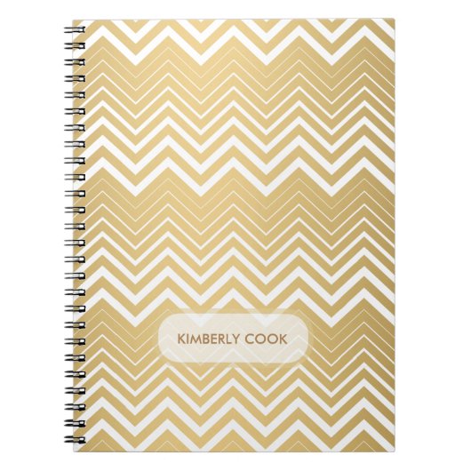 Monogrammen goud en witte zigzag Chevron Notitieboek (Voorkant)