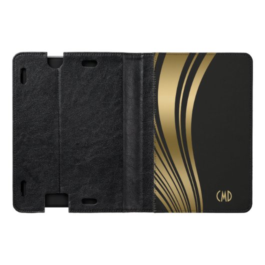Monogrammen goud en zwarte witte strepen kindle case (Buitenkant)
