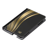 Monogrammen goud en zwarte witte strepen kindle case (Schuin)