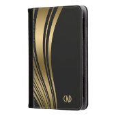 Monogrammen goud en zwarte witte strepen kindle case (Voorkant)