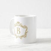 Monogrammen goud lijst met kroonkoffie mok (Voorkant links)
