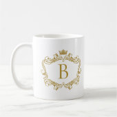 Monogrammen goud lijst met kroonkoffie mok (Links)