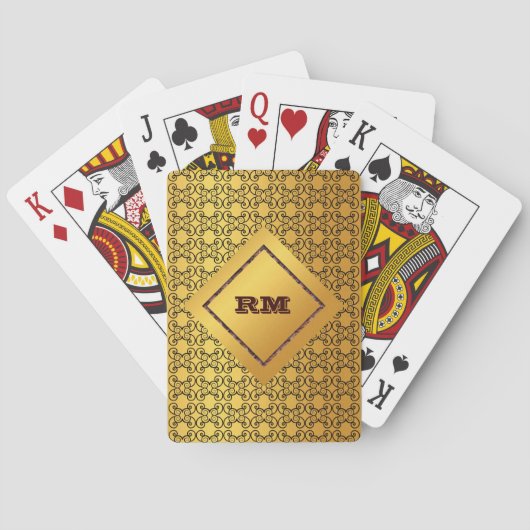 Monogrammen goud pokerkaarten (Achterkant)
