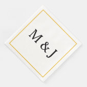 Monogrammen Goud Zwart Custom Name Modern Wedding Servet (Hoek)