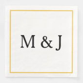 Monogrammen Goud Zwart Custom Name Modern Wedding Servet (Voorkant)