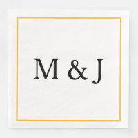 Monogrammen Goud Zwart Custom Name Modern Wedding