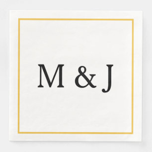 Monogrammen Goud Zwart Custom Name Modern Wedding Servet