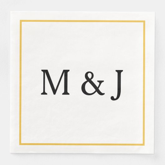 Monogrammen Goud Zwart Custom Name Modern Wedding Servet (Voorkant)