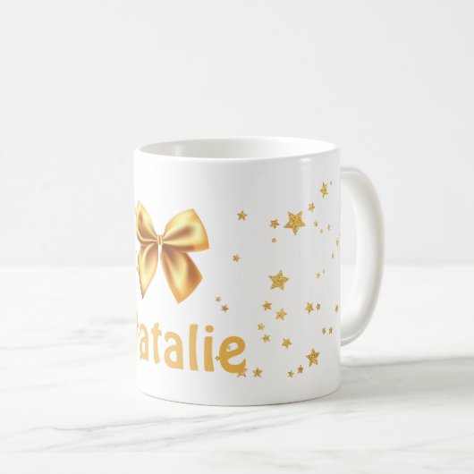 Monogrammen goudglitterribbon schattige gouden ste koffiemok (Voorkant rechts)