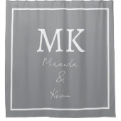 Monogrammen Grijs Wit Stijlvol Modern Minimalistis Douchegordijn (Voorkant)