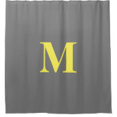 Monogrammen Grijze Gele Initialen Aangepaste Naam  Douchegordijn (Voorkant)
