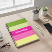 Monogrammen Groen en Roze gestreept Notitieboek