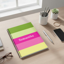 Monogrammen Groen en Roze gestreept Notitieboek