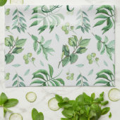 Monogrammen groen verlof botanische thuisdecor theedoek (Gevouwen)
