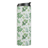 Monogrammen groen verlof botanische thuisdecor thermosbeker (Gedraaid links)