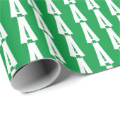 Monogrammen groen, wit aangepast initiaal patroon cadeaupapier (Rol Hoek)