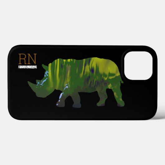 monogrammen groene rhino Case-Mate iPhone case (Achterkant (horizontaal))