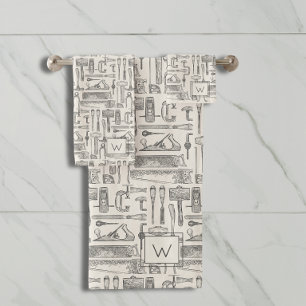 Monogrammen handgereedschappen Patrooncartridge Bad Handdoek