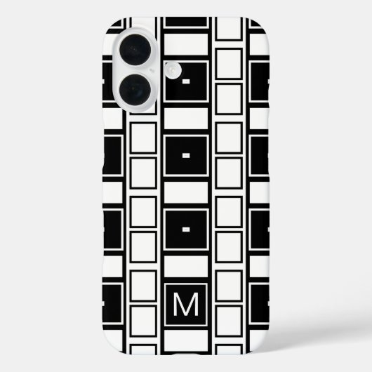 Monogrammen hedendaagse zwarte en witte vierkantje Case-Mate iPhone case (Achterkant)