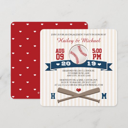 MONOGRAMMEN HONKBAL VERLOVINGSFEEST KAART (Voorkant / Achterkant)