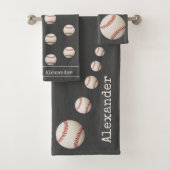 Monogrammen: honkbalblauwe badkamerknuppel bad handdoek (Insitu)