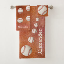 Monogrammen: honkbalsportbadkamer bad handdoek