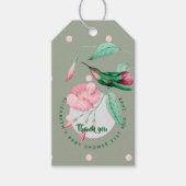 Monogrammen Hummingbird Pink Mint Floral Gift Labe Cadeaulabel (Voorkant)