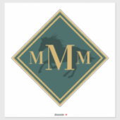 Monogrammen Hunter Green+ Gold Horse Trunk Trunk Sticker (Vel)