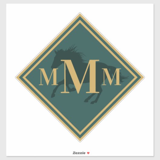 Monogrammen Hunter Green+ Gold Horse Trunk Trunk Sticker (Vel)