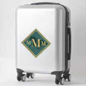 Monogrammen Hunter Green+ Gold Horse Trunk Trunk Sticker (Koffer)