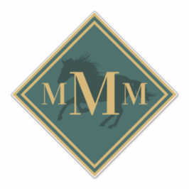 Monogrammen Hunter Green+ Gold Horse Trunk Trunk Sticker
